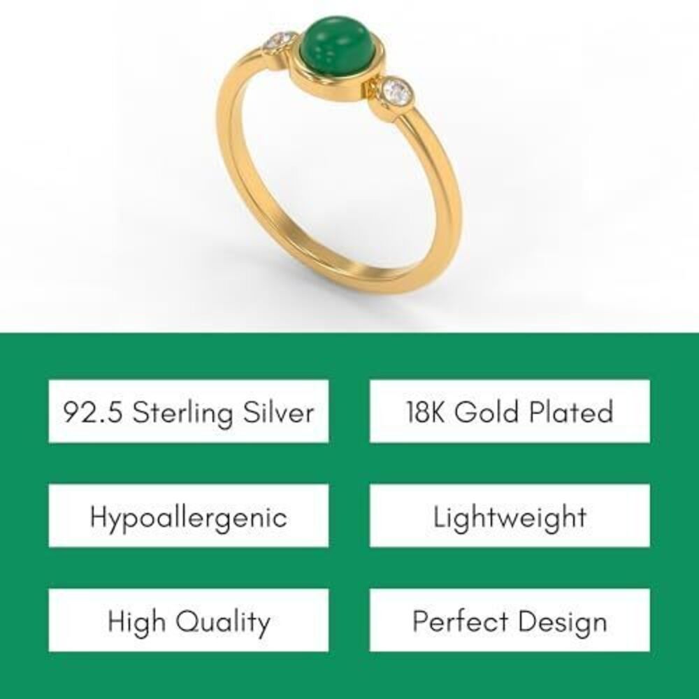 8813 18K Gold Plated 925 Sterling Silver Gemstone Ring , Round Shape - Picture 3 of 7
